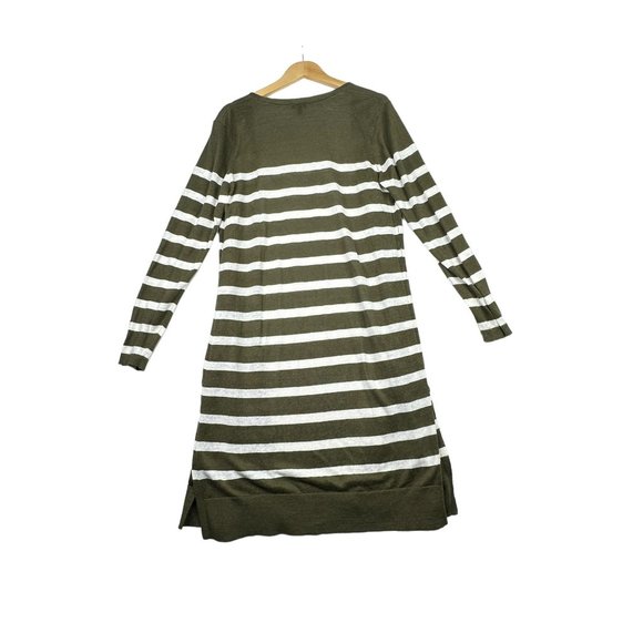 Talbots 100% Linen‎ Striped Duster Open Cardigan size Medium Green/White - Picture 4 of 7